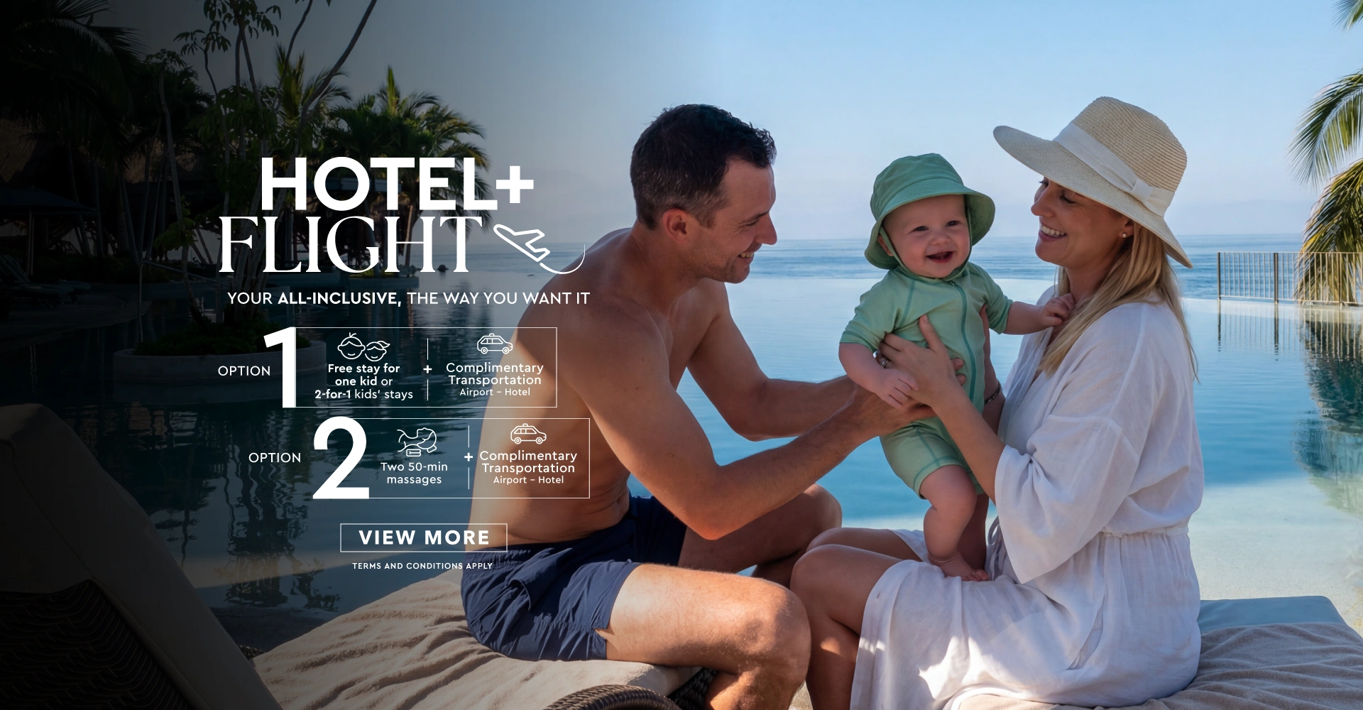 Hotel + Flight package oceanfront resort Mexico