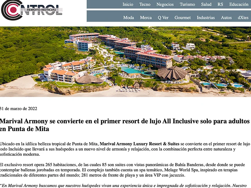 Marival Armony se convierte en el primer resort de lujo All Inclusive solo para adultos en Punta de Mita